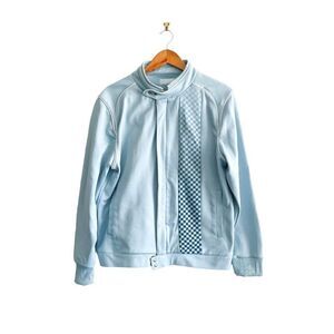 Industry Union Made Y2K Zip Up Jacket Skater Light Blue Mock Collar Men's M